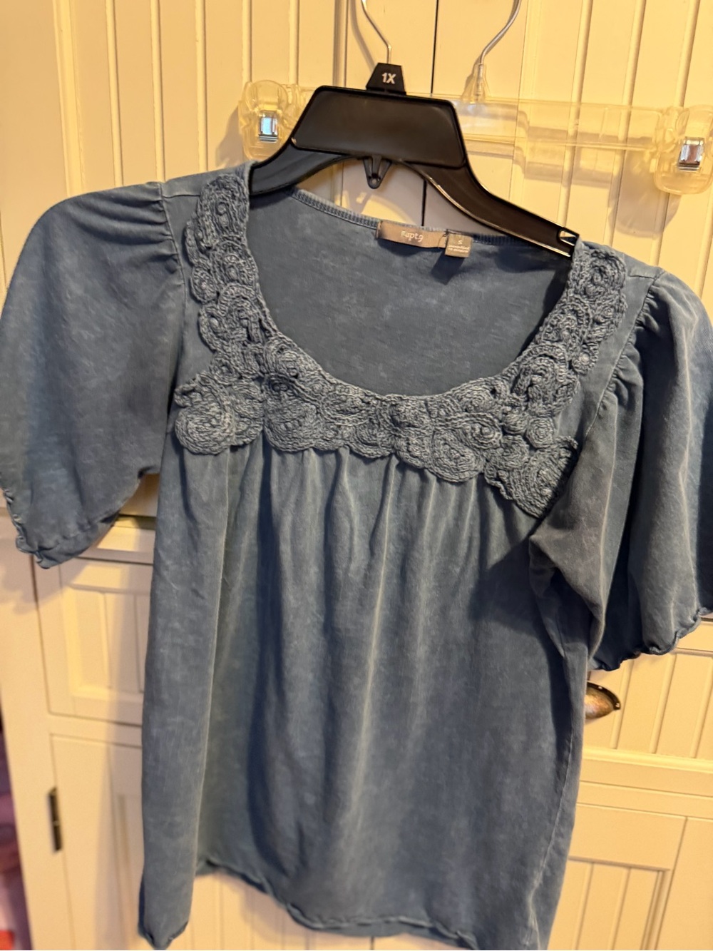Apt. 9 Dusty Blue Crochet-Trim Scoop Neck Tunic